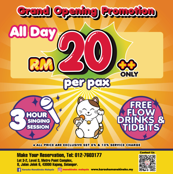 Karaoke Manekineko Celebrates Grand Opening at Metro Point Complex, Kajang with All-Day RM20 Promotion