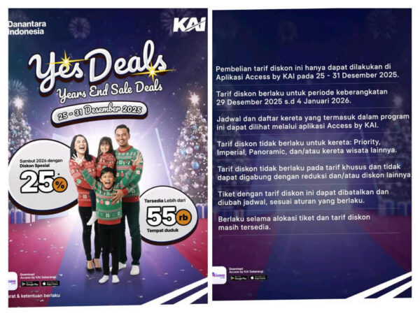 Libur Akhir Tahun Lebih Hemat, KAI Daop 7 Madiun Beri Diskon 25% Kelas Eksekutif hingga Rp390 Ribuan